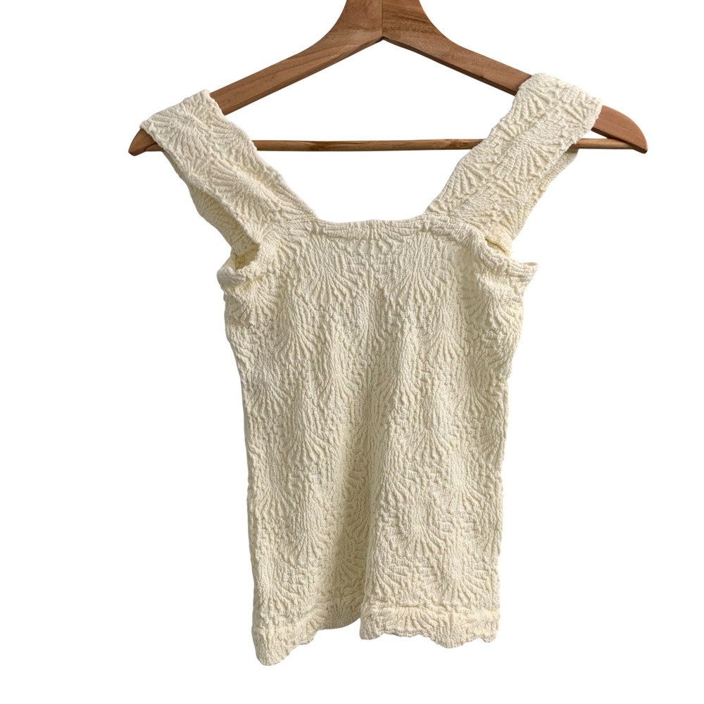 Intimately Free People Ivory Textured Popcorn Tank Top Square Neck M-L 62728985 - Picture 4 of 7